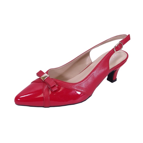 red patent leather pumps wide width